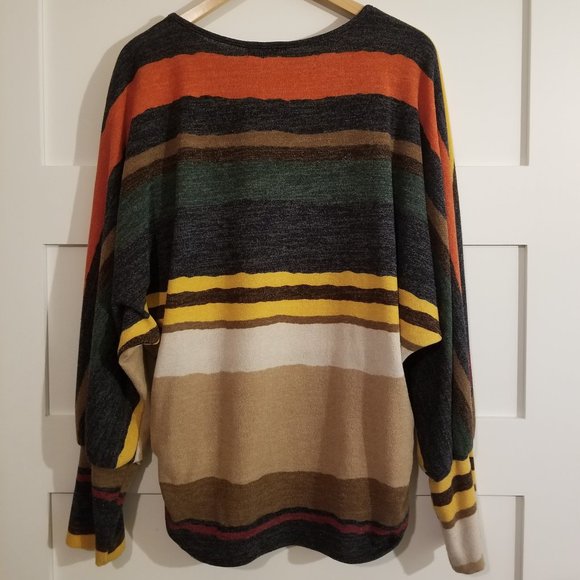 Raw Edge Striped Tunic Sweater - Picture 3 of 7